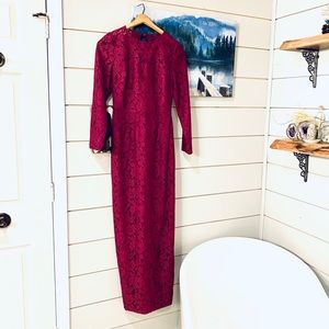 J. Crew full length lace dress. Cranberry Size 6!